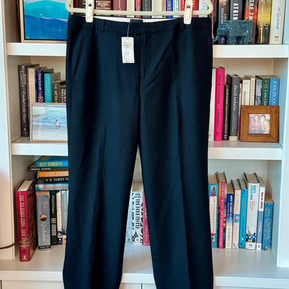 Vintage NWT Banana Republic Signature Slim Ankle Trouser in Black wool,  size 12